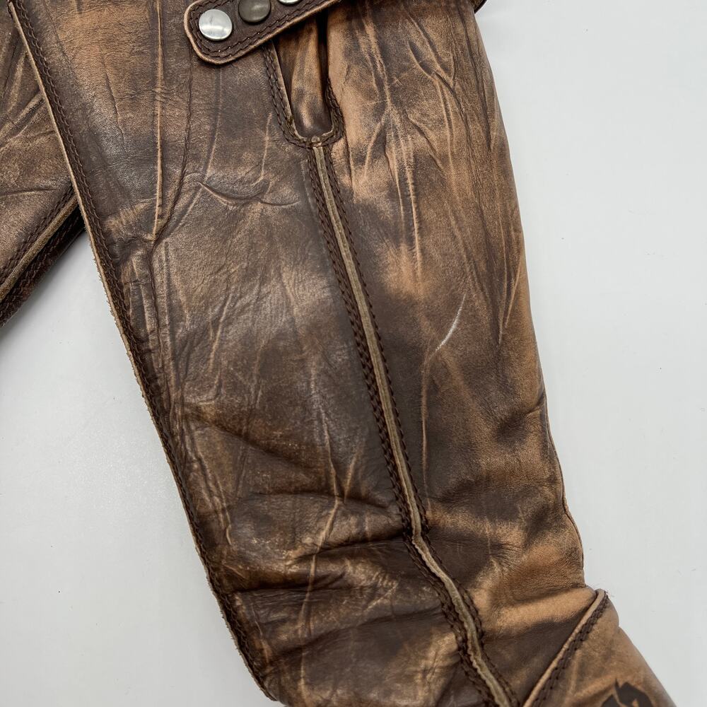 U ROADS Heeled Boots Womens 8 Brown Distressed Leather Knee High Round Toe - Picture 13 of 16